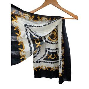 Vintage Scarf With Nautical Chain & Medallion Print